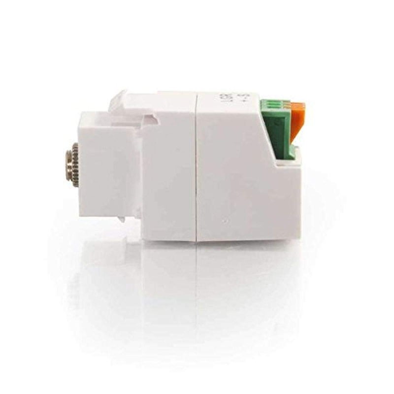 Legrand - C2G 3.5MM Keystone Module, Stereo Keystone Jack with 4-Pin Mini Din Connector, White 3-Conductor Keystone Adapter, 1 Count, C2G 37036